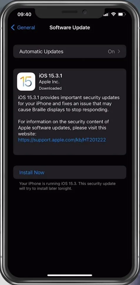 iPhone Settings > General > Software Update