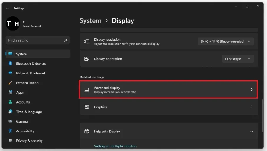System Settings > Display > Advanced Display