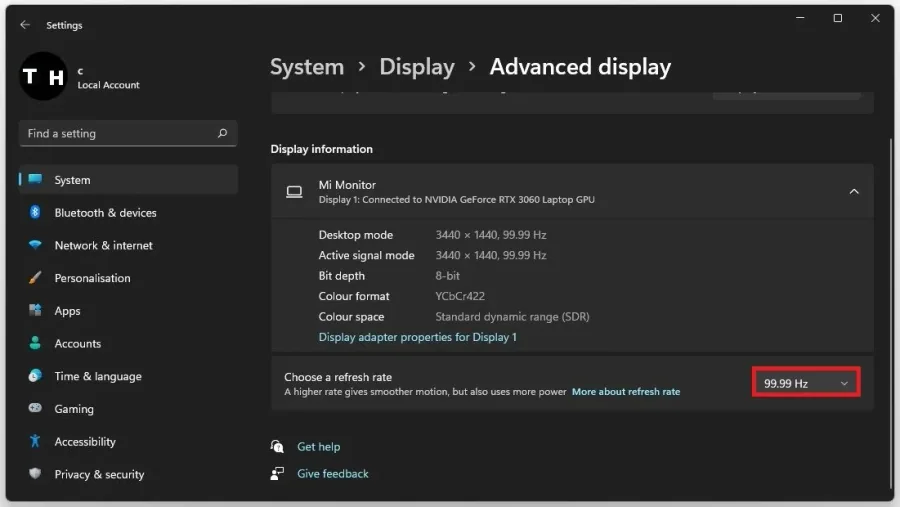 This will allow you to preview your refresh rate and change it if you want