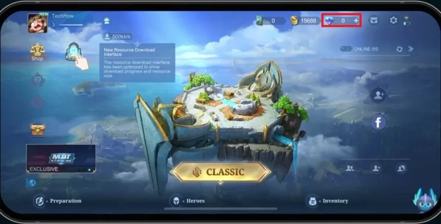 tap diamonds in mobile legends