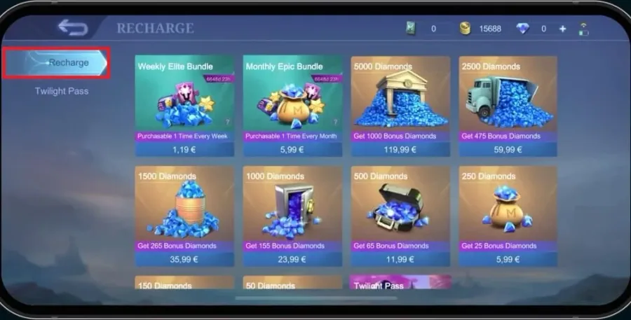 all mobile legends diamonds