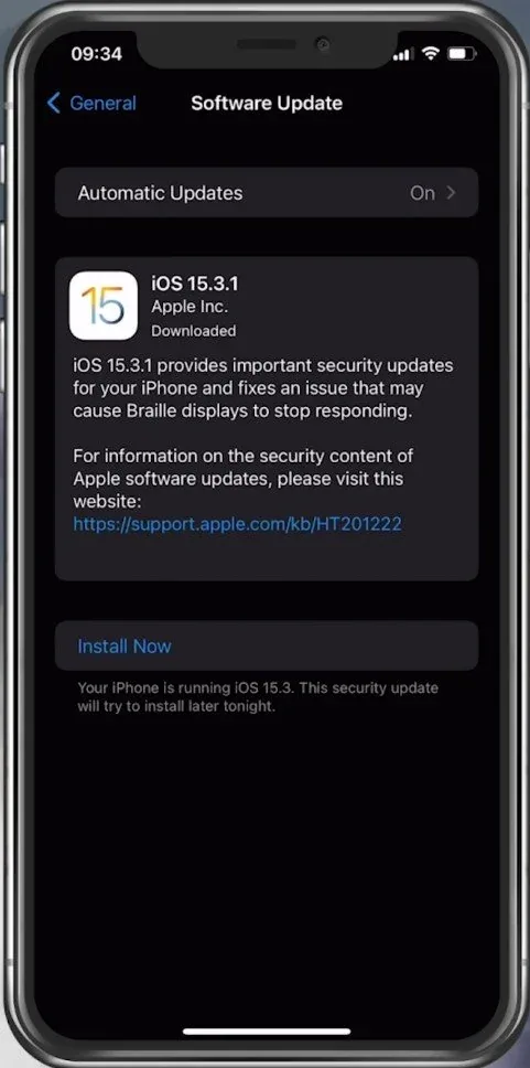 iPhone Settings > General > Software Update