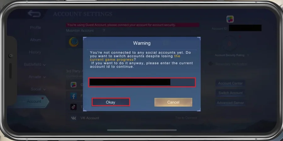 Account Settings > Switch Account