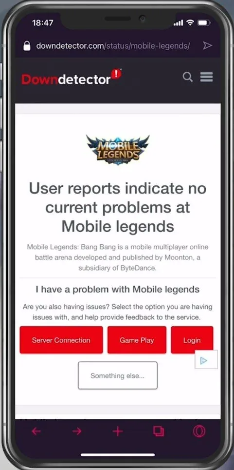 Preview the Mobile Legends server status for your region