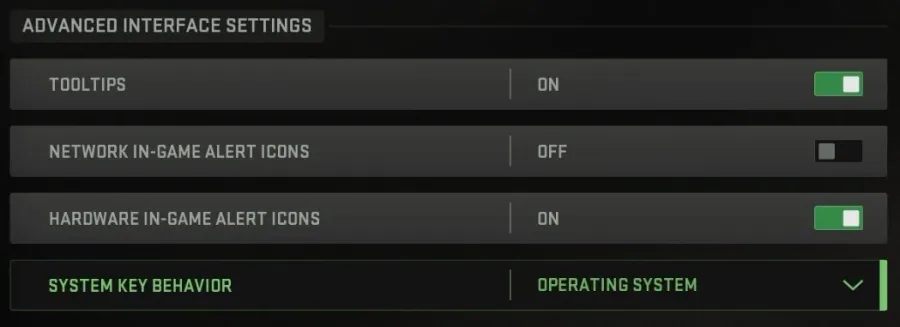 Advanced Interface Settings