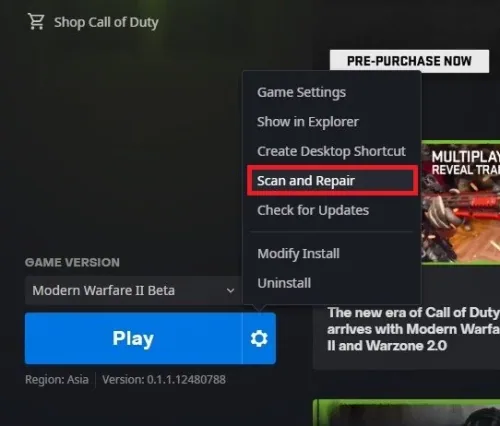 Verify integrity of Modern Warfare 2 game files
