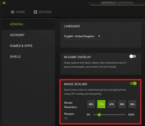 Enable NVIDIA Image Scaling (NIS)