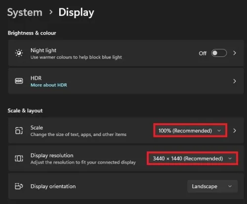 Windows Settings > System > Display