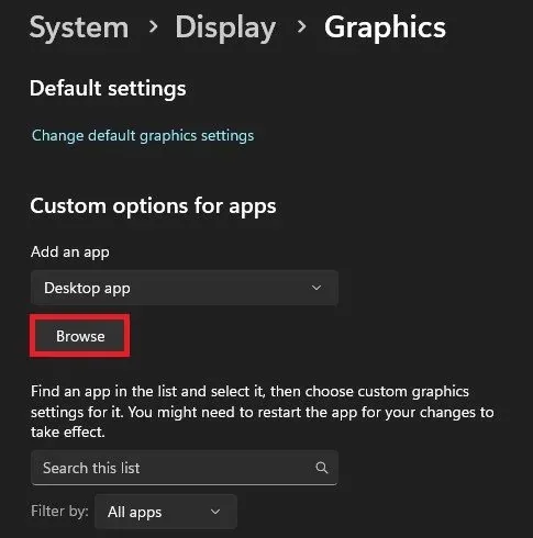 System Settings > Display > Graphics