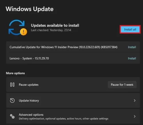 System Settings > Windows Update