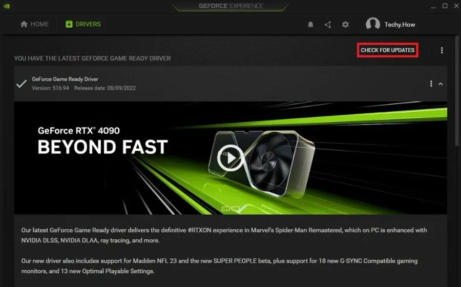GeForce Experience > Drivers