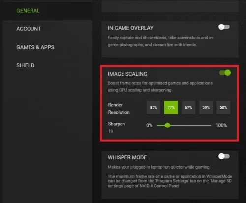 GeForce Experience > Settings > General