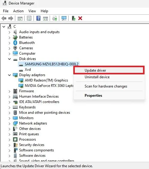 Device Manager > Update Drivers