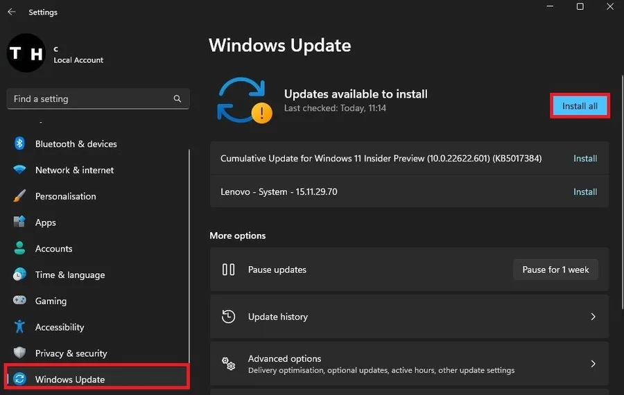 System Settings > Windows Update