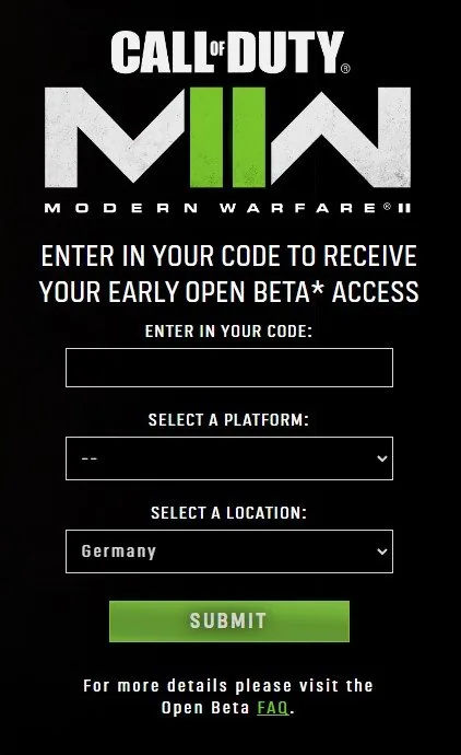 Here you’ll need to enter the received code for early access and select your link…