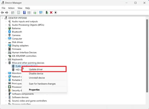update mouse driver