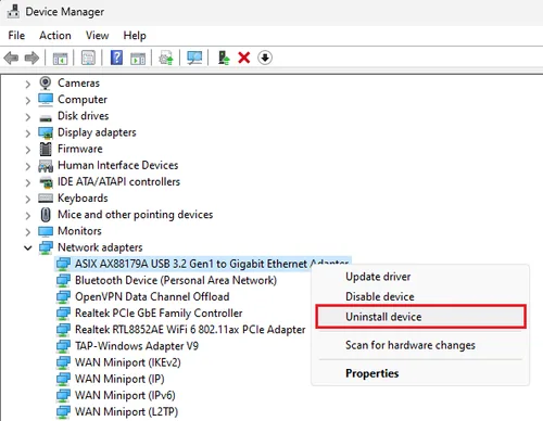 reinstall network adapter
