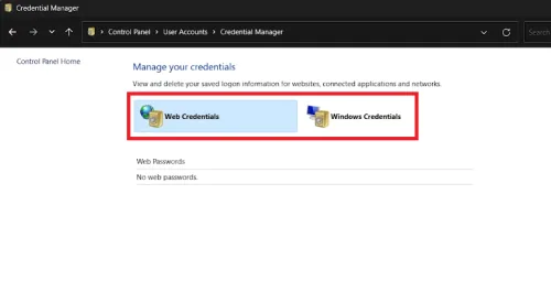 manage web credentials