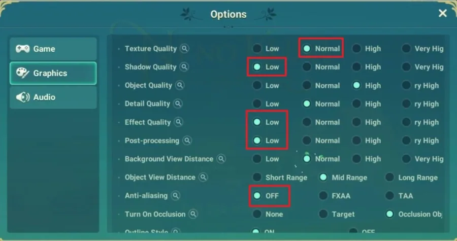 Lower the Advanced Graphic Settings