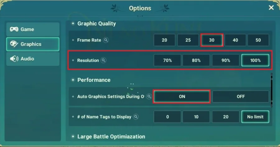 Graphics Settings > Resolution