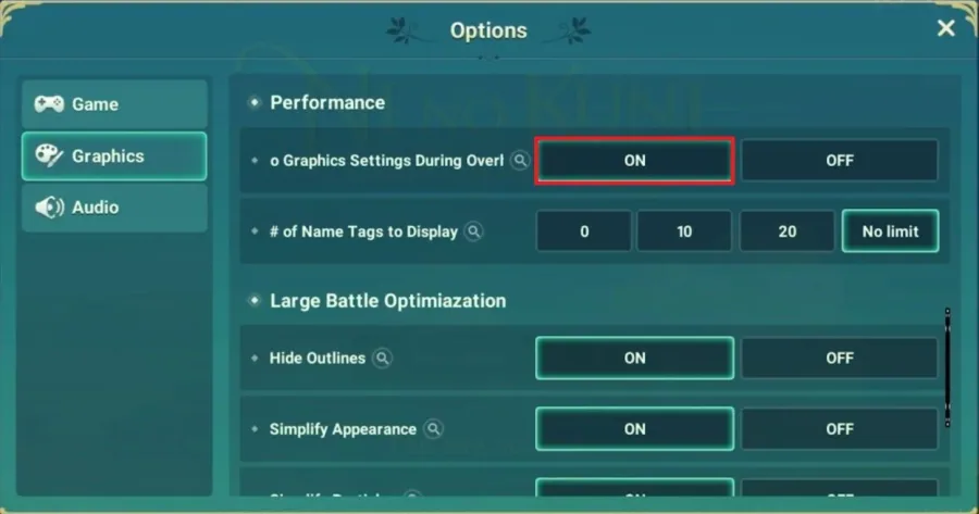 Ni No Kuni Cross Worlds Performance Options