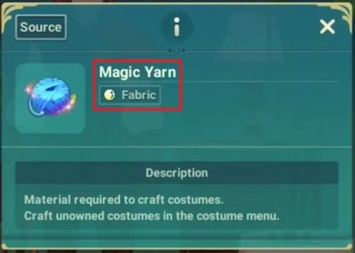 Required material to craft: Fabric
