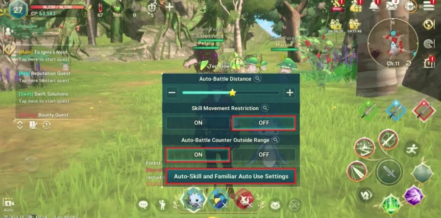 Change Auto-Battle Distance