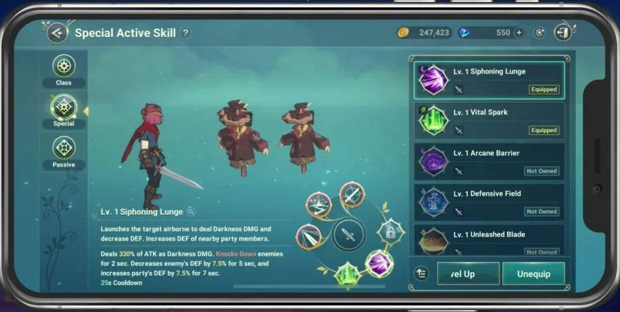 Skills > Special Active Skill