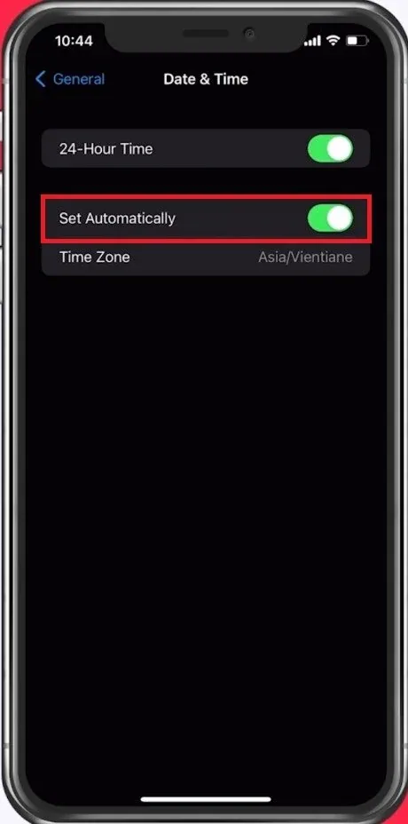 iPhone Settings > General > Date & Time