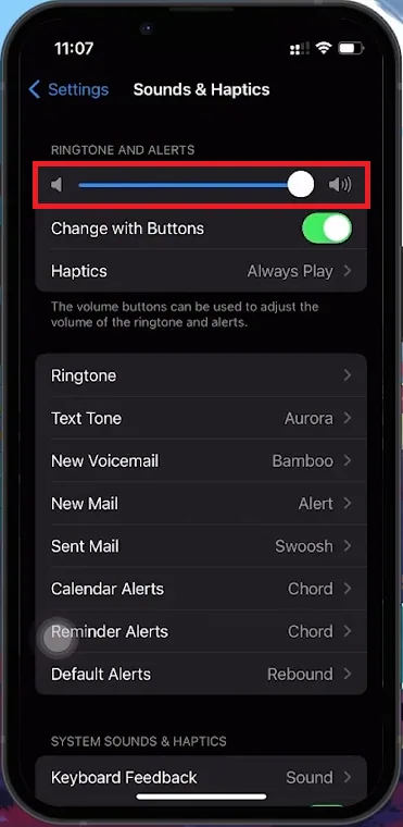 notification volume