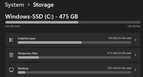 Windows Settings > System > Storage