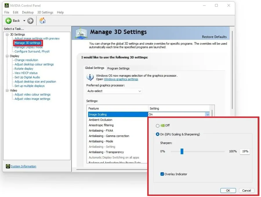 NVIDIA Control Panel > Manage 3D Settings