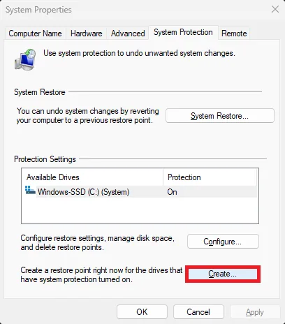 create restore point