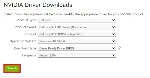 download driver for NVIDIA GPU