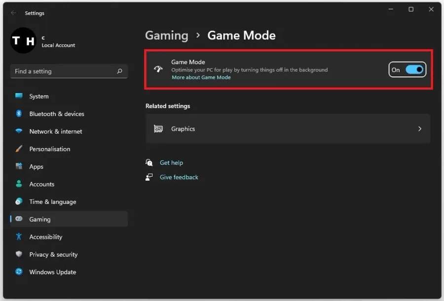 Windows Settings > Gaming > Game Mode