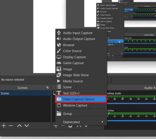 OBS Studio > Sources > Video Capture Device