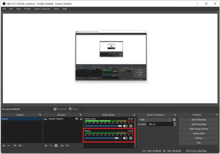 OBS Studio > Audio Mixer