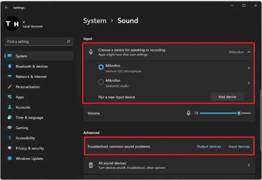 Windows Settings > System > Sound