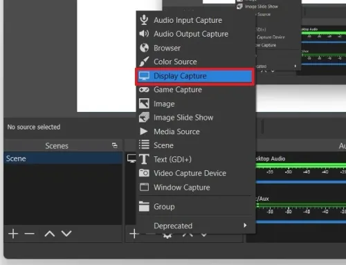 OBS Studio > Sources > Display Capture