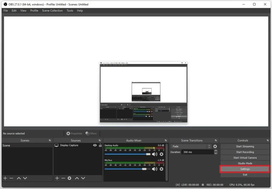 OBS Studio > Settings