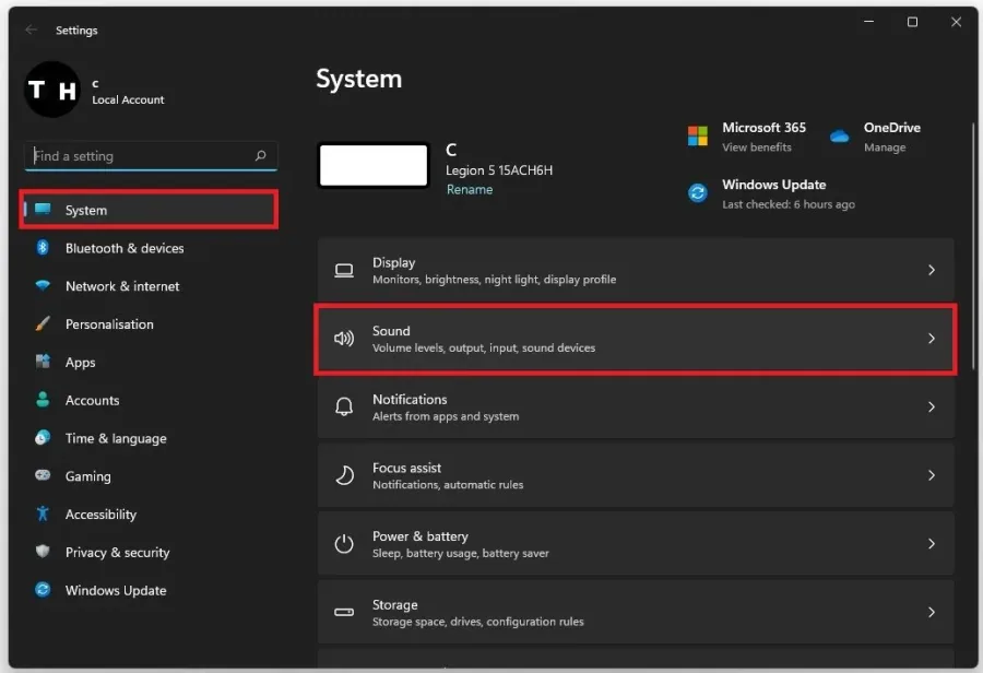 Windows Settings > System > Sound