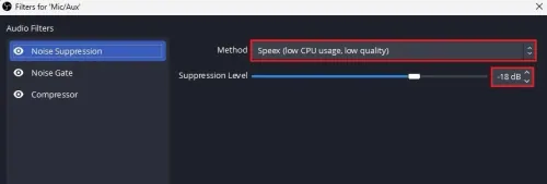 Noise Suppression Audio Filter