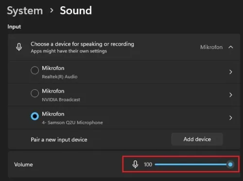Windows Settings > System > Sound