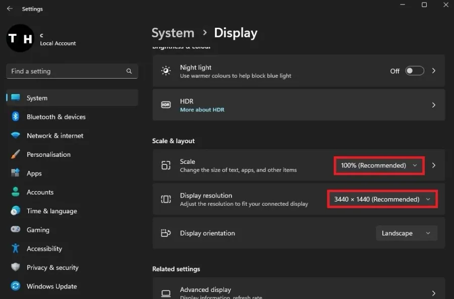 Windows Settings > System > Display