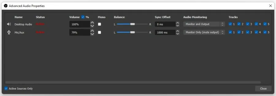 Advanced Audio Properties > Text your audio offset