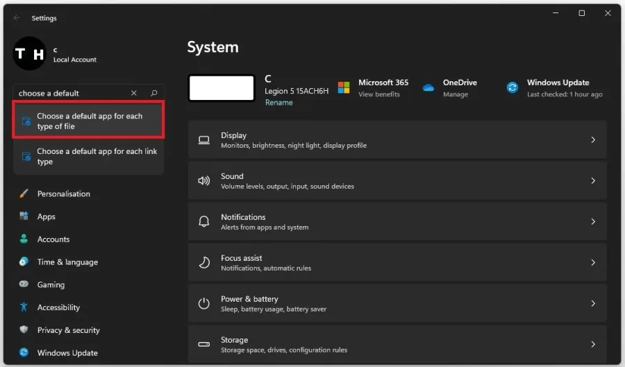 Choose a default app for each type of file