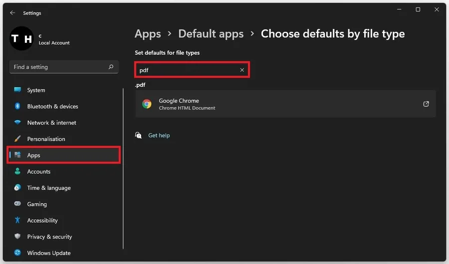 Apps Settings > Default Apps > Choose defaults by file type