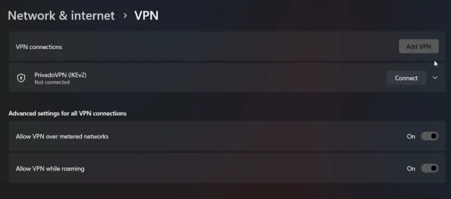 disable VPN