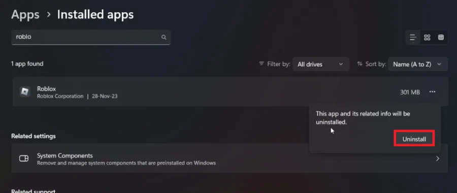uninstall Roblox