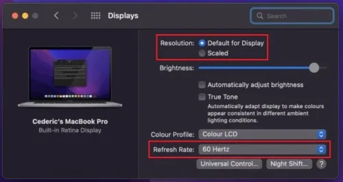 System Settings > Displays